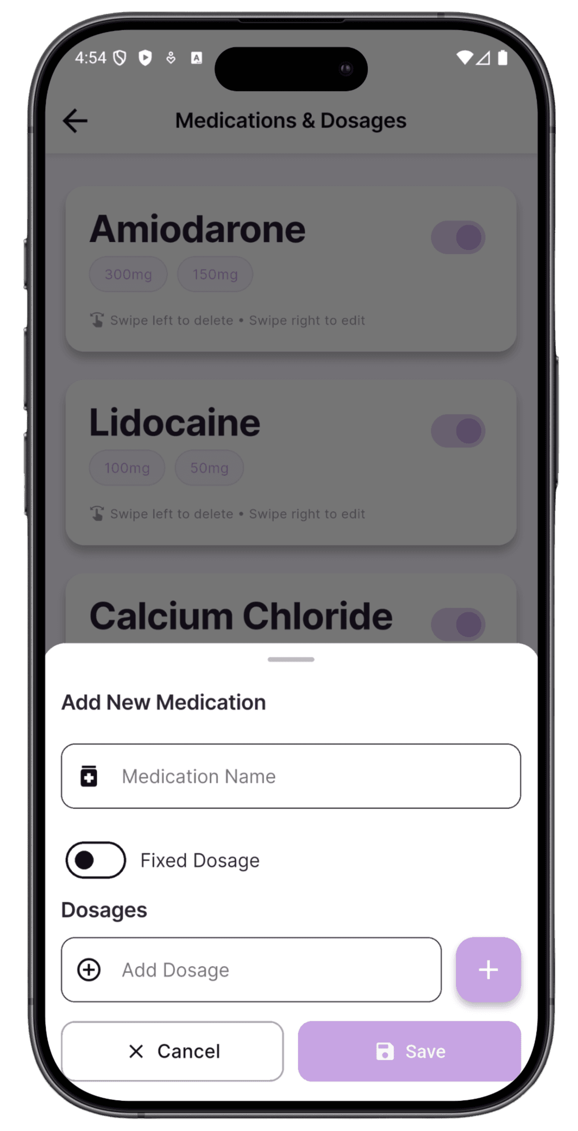 Light mode view of Flatliner CPR timer with real-time tracking of cycles, shocks, and medications alongside a detailed time-stamped event log.