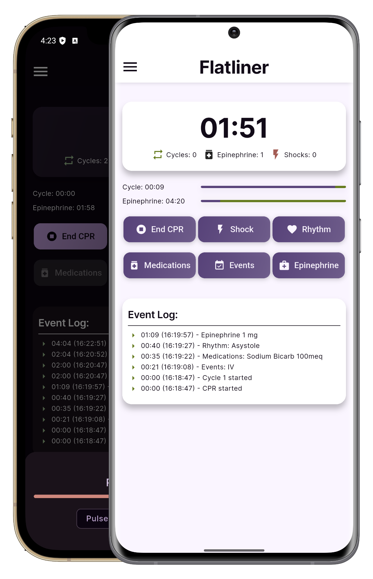 Flatliner app phone mockup