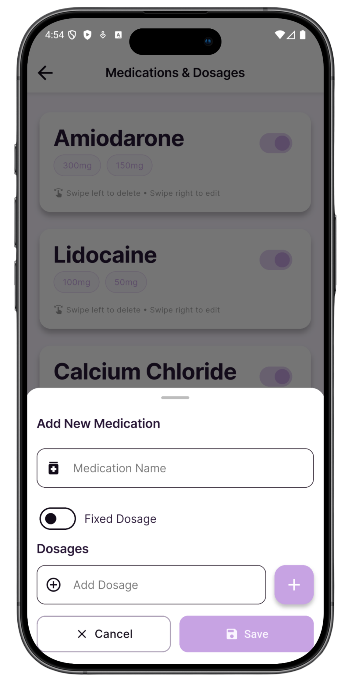 Light mode view of Flatliner CPR timer with real-time tracking of cycles, shocks, and medications alongside a detailed time-stamped event log.